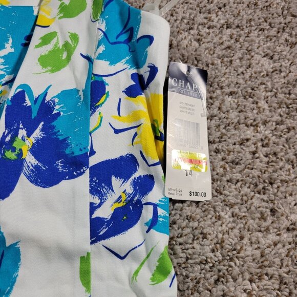 CHAPS Dress Womens 14 Colorful Floral Fit & Flare Pleated Floral Sleeveless Tags - Picture 3 of 8